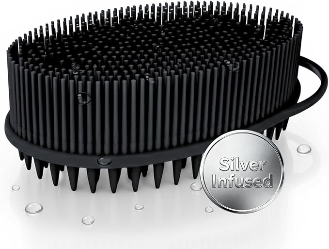 Silver Infused Scalp Massager Shampoo Brush - Advanced Material Hair Scrubber - Avilana Premium Scalp Exfoliator Head Massage - Gentle Daily Cleansing All Hair - Gift Women Men