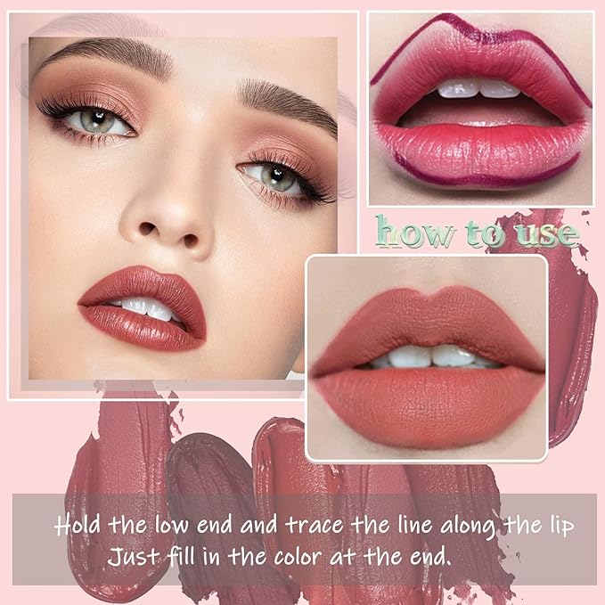 Sulily 3Pcs Dark Red Matte Lipstick Set,Red Matte Lipstick Long Lasting for Women,Velvet Air Moisture Smooth Crayon Lip Stain,24 Hours Wear Non-Stick Cup Not Fade Waterproof Lip Gloss Makeup