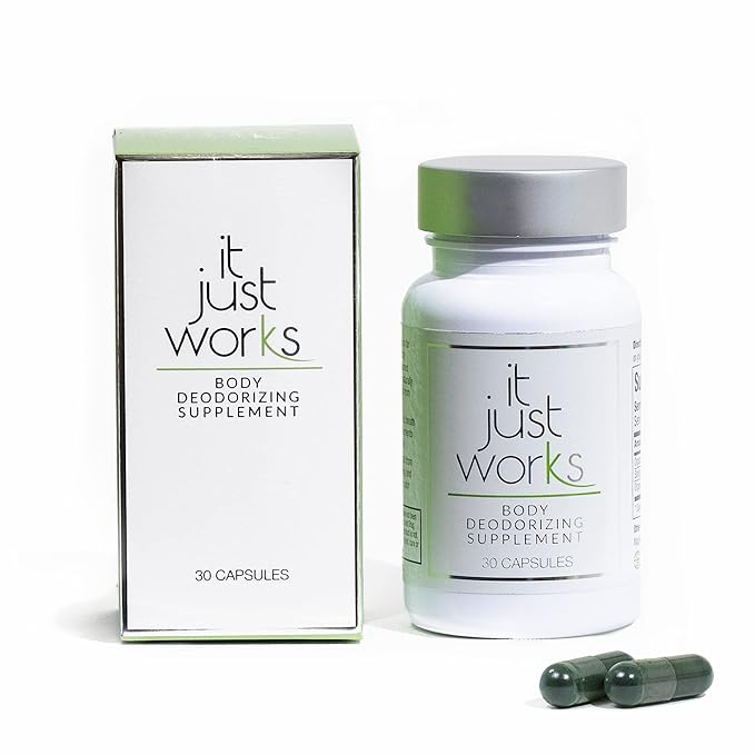 It Just Works Whole Body Natural Deodorizing Supplement for Full Freshness - Vegan & Organic Internal Deodorant for Underarms, Intimate Areas, and Private Parts, 30 Capsules