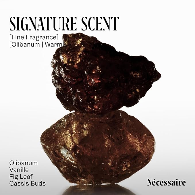 Nécessaire The Body Lotion with Pump. Olibanum. Multi-Peptide Firming to Moisturize + Strengthen. 2.5% Niacinamide, Vitamin C/E + Omega 6/9. Notes of Vanilla, Fig Leaf, & Cassis Buds. 450ml/15.2 fl oz