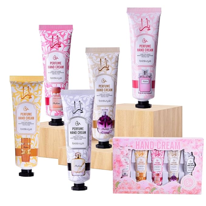 5 Pack Hand Cream for Dry Cracked Hands,Easter Basket Stuffers,Gifts for Women,Girls,Mothers Day Gifts,Natural Plant Fragrance Mini Hand Lotion Moisturizing Hand Care Cream