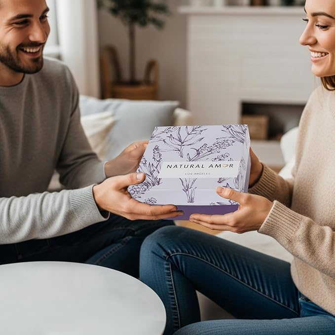 Natural Amor Lavender Spa Gift Set 6 PCs– Handmade Self-Care Box with Body Butter, Bath Bomb, Soap, Bath Salt, and More – Relaxing Lavender Gift for Women
