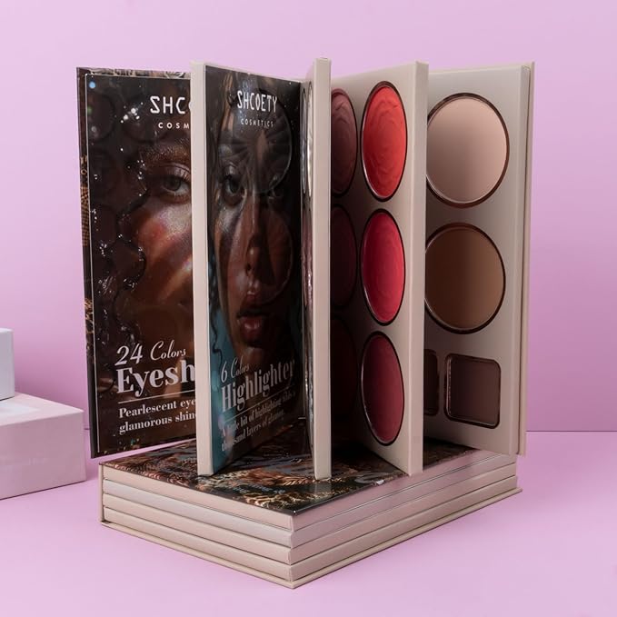 4-Layer Multi - Functional Beauty Book Kit- Style Makeup Palette Ingeniously Combines Eyeshadows, Blushes, Highlighters, Contour Powders In One,Best Choice for A Gift for Women (SH2511B)