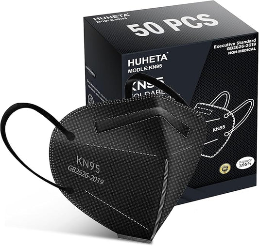 HUHETA 50 PCs KN95 Face Mask, 5-Layer Face Mask Filter Efficiency≥95%