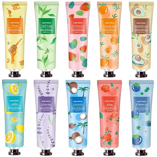 10 Pack Hand Cream for Dry Cracked Hands, Birthday Gifts for Women,Bridesmaid Gifts, Thank You Gifts, Teacher Appreciation Gifts, Natural Plant Fragrance Mini Hand Lotion Moisturizing Hand Care Cream