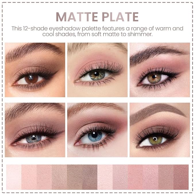 AMY'S DIARY 12Color Light Pink Purple Eyeshadow Palette, Long-Lasting, and Highly Pigmented. Elevate Your Eye Makeup– Unleash Your Unique Style (08#)