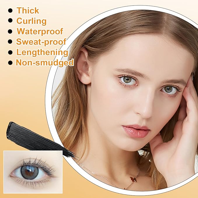 2Pcs Filterseed Mascara,Tubing Mascara Lengthening,Thick, Curling,Waterproof, Sweat-proof, Lengthening, Non-smudged