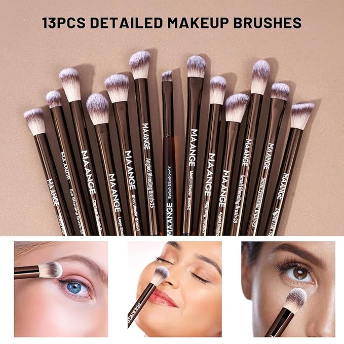 MAANGE 20 PCS Foundation Makeup Brush Set, Double-ended Kabuki Contour Brush for Liquid Powder Concealer Blending Blush Face Makeup Tools (Coffee)
