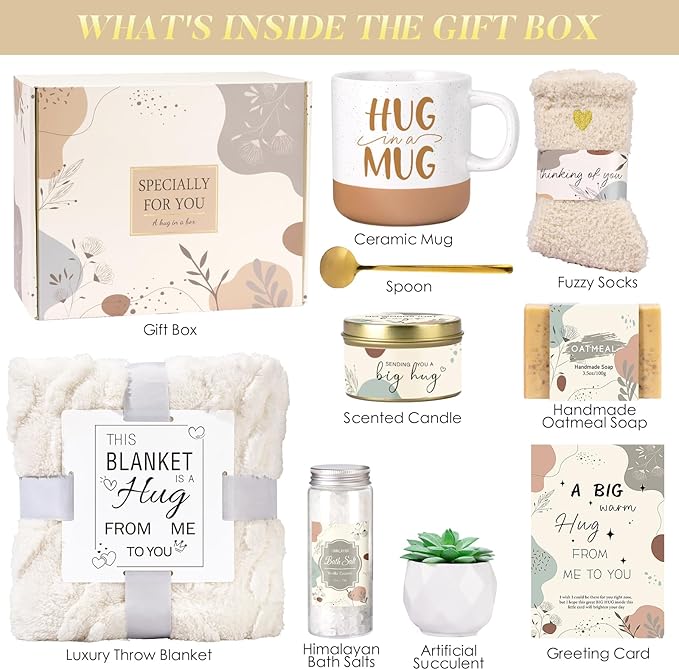 Get Well Soon Gifts Basket for Women, Gift Basket for Sick Friends After Surgery, Birthday Gifts for Women Self Care Set, Relaxing Spa Gifts Basket, Feel Better Encouragement Comfort Box for Her