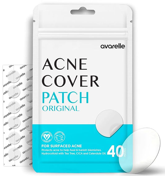 AVARELLE Acne Cover Patches, Eligible Hydrocolloid Pimple Patches for Face with Tea Tree Oil, Korean Skincare Zit Patches for Face | HSA Store Eligible Items | Vegan, Cruelty-free