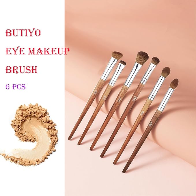 Makeup Brushes Set BUTIYO Eye Make Up Brushes Nature horse hair Concealers Eye shadows Blush Blending Highlight Makeup Brushes 6 Pcs FB-006