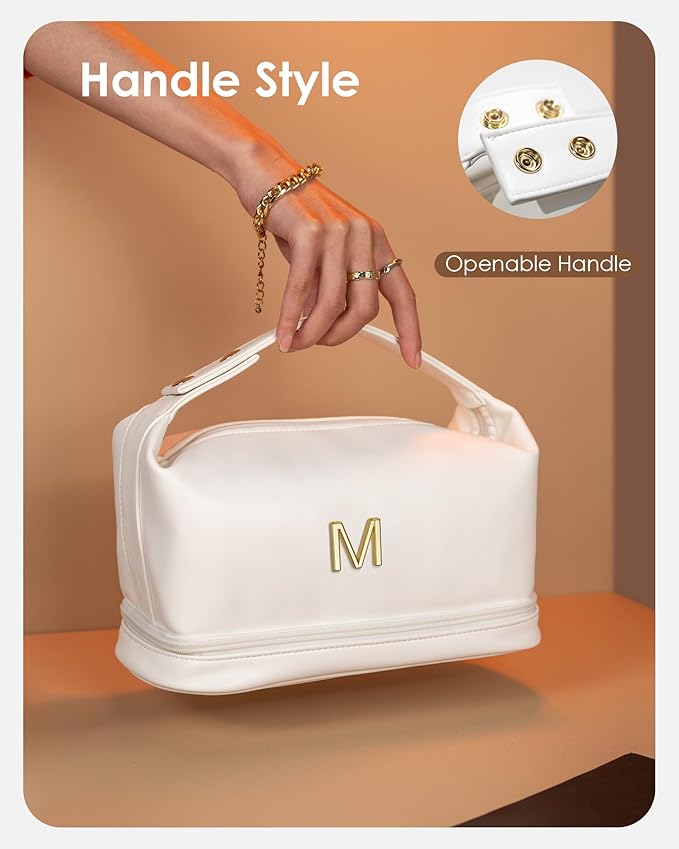 Gift Ideas for Teen Girls- Gifts for Daughter, Gift for College Girls, Initial Large Makeup Bag, Bride To Be Gifts, Cosmetic Bag, Bachelorette Party Women Wedding Bridal, Bride Gifts