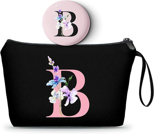 SEAMOON Women Birthday Unique Maid of Honor Friendship Gifts for Women Sister Bridesmaid Bride Personalized Travel Makeup Cosmetic Bag with Mirror Valentines Mothers Day Christmas Graduation B