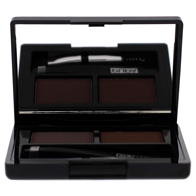 Pupa Milano Eyebrow Design Set - Essentials For Brow Grooming, Sculpting, and Shaping - Professional Tweezers, Angled Brush and Comb, Powder, Wax - Dermatologist Tested - 003 Dark Brown - 0.039 oz