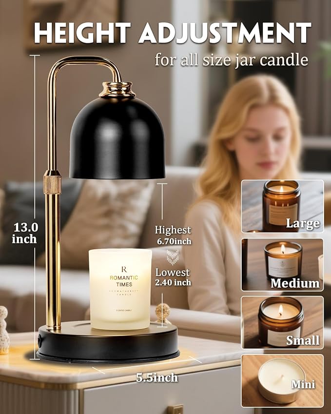 Candle Warmer Lamp with Timer & Dimmable Brightness, House Warming Gifts New Home, Candle Warming Lamp Gifts for Christmas, Birthday Gifts for Women Mom, Flameless Wax Melt Warmer for Jar Candles