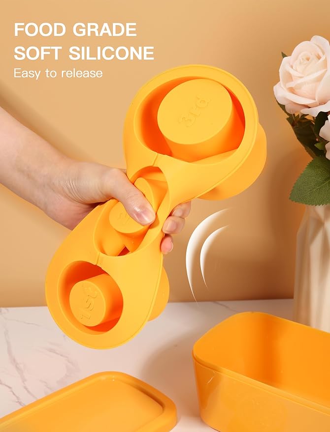 Ice Cube Tray for Tumbler Cup 30Oz-40Oz, 3 Pcs Silicone Cylinder Ice Mold with Lid and Bin for Freezer, Easy Fill and Release Ice Maker for Whiskey, Cocktail BPA-Free