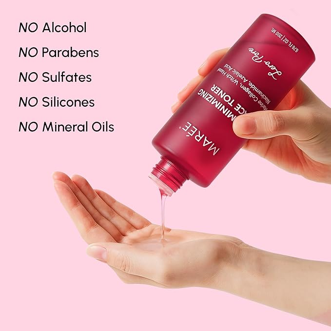 MAREE Pore Minimizer for Face Toner – Witch Hazel Toner with Niacinamide & Marine Collagen – Gentle Exfoliating Oil Control Facial Toner for Women – BHA Liquid Exfoliant – Alcohol Free Tonico Facial