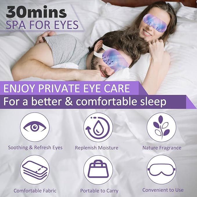 Scienbeauty Steam Eye Mask 20 Packs Lavender Heated Eye Mask Disposable Warm Eye Compress for Dry Eyes,Self Heating Moist Heated Eye Masks SPA Warm Eye Mask for Dark Circles,Puffy Eyes,Eye Fatigue