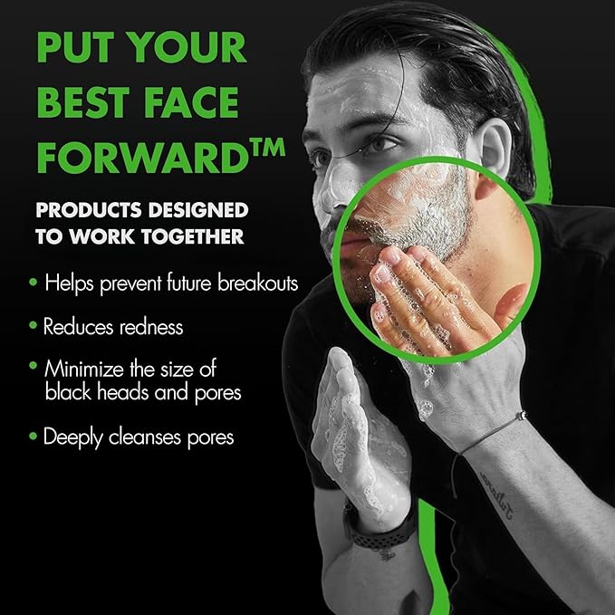 Tiege Hanley Men's Acne Treatment System (Level 1), TiegeClear Acne Essentials Routine for Smooth & Hydrated Skin - Includes Sal Acid Wash, Glycolic Acid Pads, and Acne Serum - All Skin Types