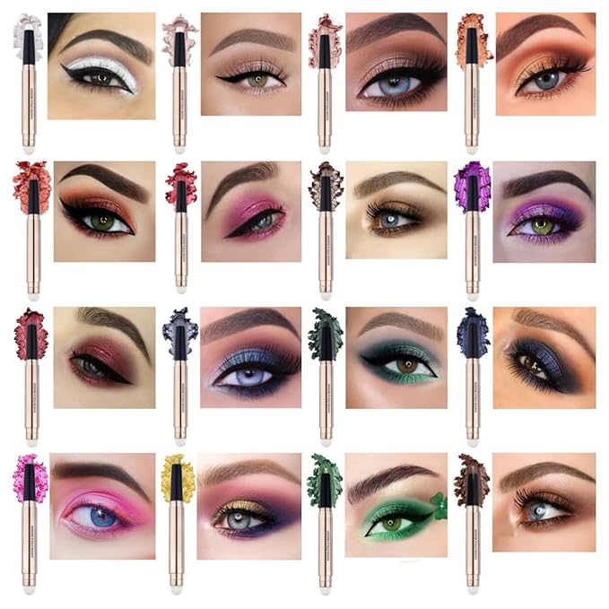 Rose Red Eyeshadow Stick Makeup, Long-Lasting Waterproof Eye Shadow Pencil, Hypoallergenic Smudge-Proof Glitter Primer Palette Shimmer Eyeliner, Easy to Blend Eye Make Up