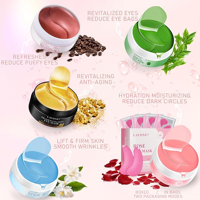 Eye Mask - 30 Pairs Rose Under Eye Patches Skin Care Products,Eye Masks Skincare for Dark Circles and Puffiness, Reduce Wrinkles, Eye Bags and Fine Lines, for Women and Man