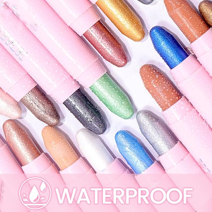 evpct 2Pcs Cream Eye Shadow Brightener Sticks Set for Eyes Waterproof, Light Khaki & Bronze Shimmer Cream Eyeshadow Applicator Stick Long Lasting Pigmented Eye Makeup sombras en crema para ojos 4+20