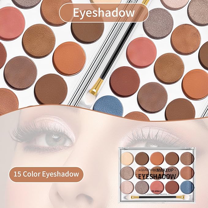 34 Pcs All in One Makeup Kit for Women Full Kit, Makeup Sets Includes Eyeshadow Palette Contour Stick Eyebrow Soap Cosmetic Brush Set Makeup Gift Set for Women Teen (A203)