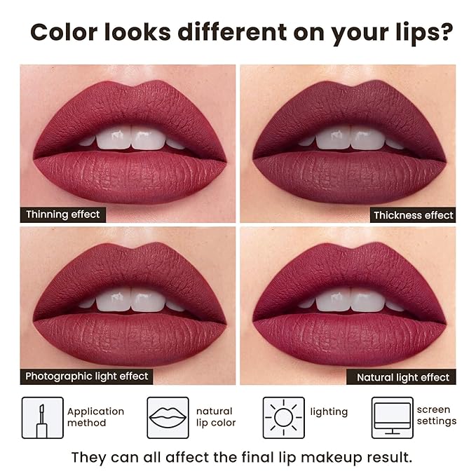 Multicolor Matte Liquid Lipstick Set 3Pc For Women Deep Red, Black, Classic Red Long-Lasting, Smudge-Proof, Waterproof – High-Pigment, Transfer-Resistant Colors for All-Day Wear