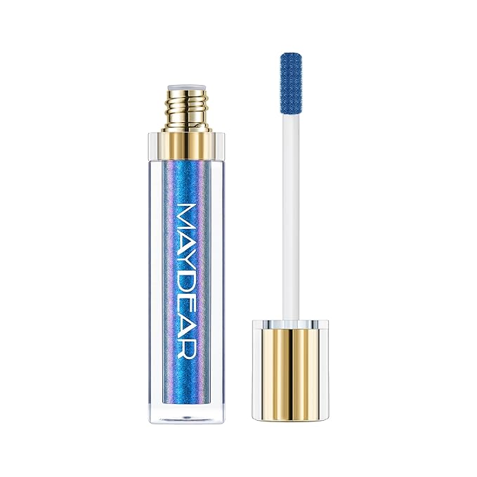 Maydear Chameleon Lipstick High Pigmented Multichrome Lipstick, Long-Lasting Metallic Shine Lip Gloss, Full-Coverage Rainbow Lip Color for Women, Blue Cyan (03)