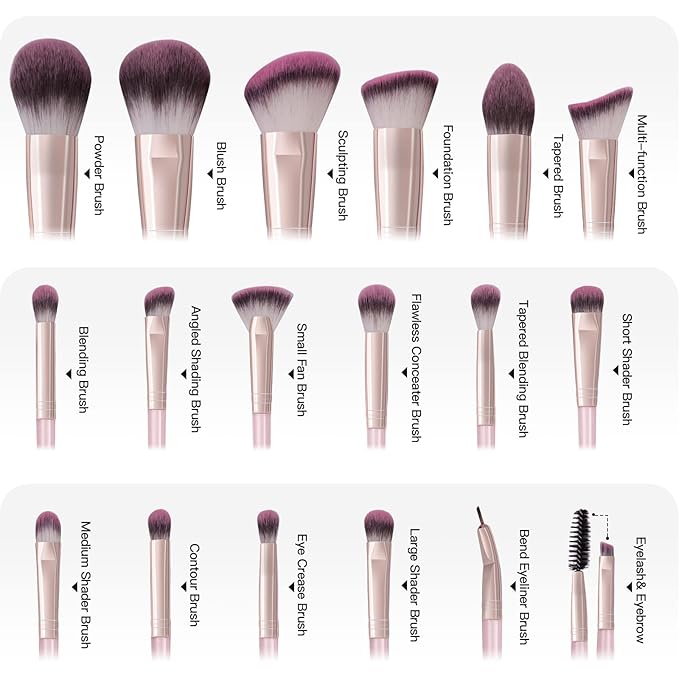 Makeup Brushes with Case, MAANGE 18 Pcs Professional Makeup Brush Set Premium Synthetic Face Kabuki Brush Kit Foundation Blush Powder Eyeshadow Brushes Set Christmas Gift (Pinkgold)