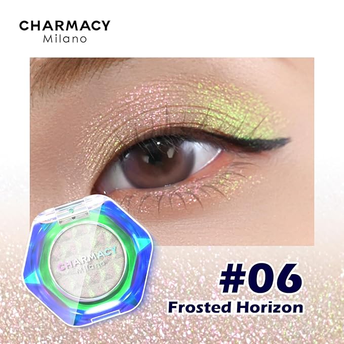 CHARMACY Multichrome Glitter Eyeshadow, Intense Pigmentation Chameleon Sparkling Eyeshadow, Bright Highlighter Duochrome Eye Make Up, Multi-Reflective Finishes Glitter Metallic Eye Makeup #06