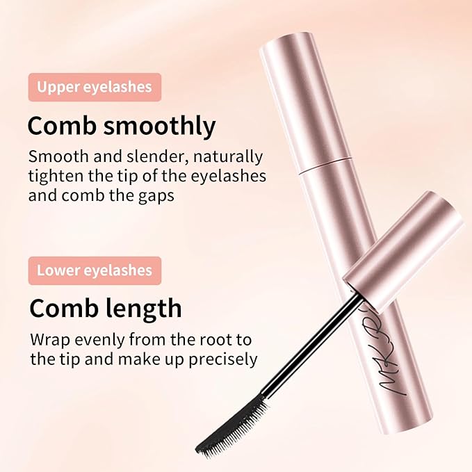 Mascara Women Waterproof Sweatproof Smudge-Free Slim Curl Long Lasting Hold Base Layering Thick Extend Lashes (Black)