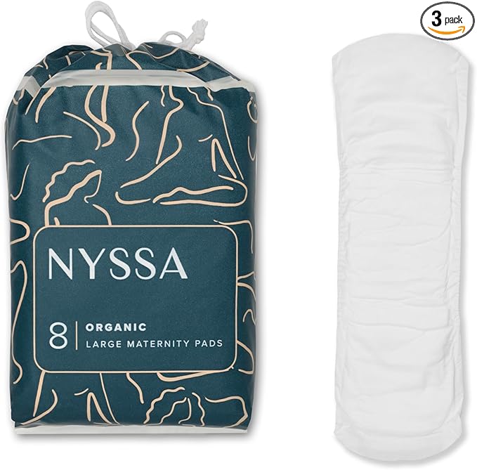 Nyssa Complete Coverage Organic Cotton Cover Postpartum Pads, 3 Pack