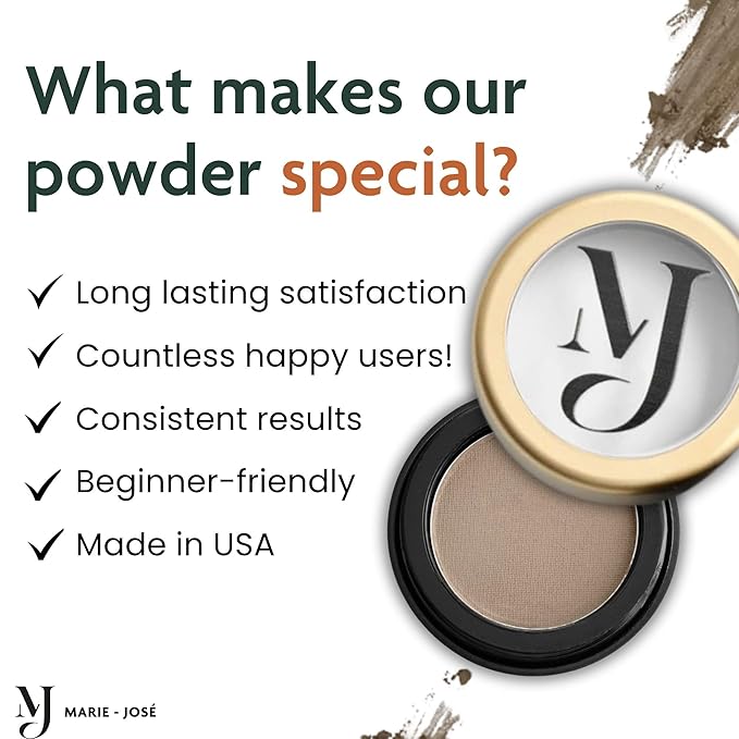 Marie-José Eyebrow Powder - Eyebrow Filler Powder - Effortless All-Day Brow Beauty - Compact Size 0.10oz for Purse or Travel Size - Made in USA (Dark Blonde)