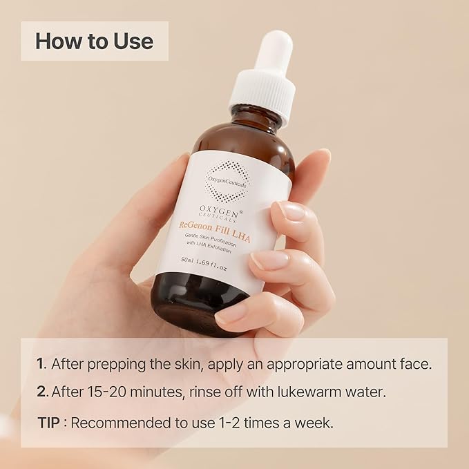 OxygenCeuticals ReGenon Fill LHA – Gentle LHA Exfoliating Serum with 0.7% Capryloyl Salicylic Acid & Idebenone, Brightening & Antioxidant Peel for Sensitive Skin. 1.69 fl.oz (50ml)