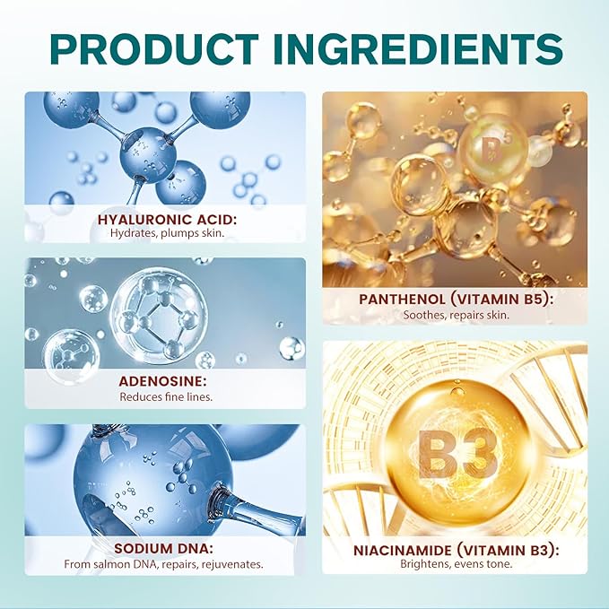 Advanced PDRN Rejuvenating Cream, 99% Pure Salmon DNA Collagen Gel Repair Cream, 0.7 oz, with Hyaluronic Acid and Niacinamide, Nighttime Skin Repair,Inspired Skincare