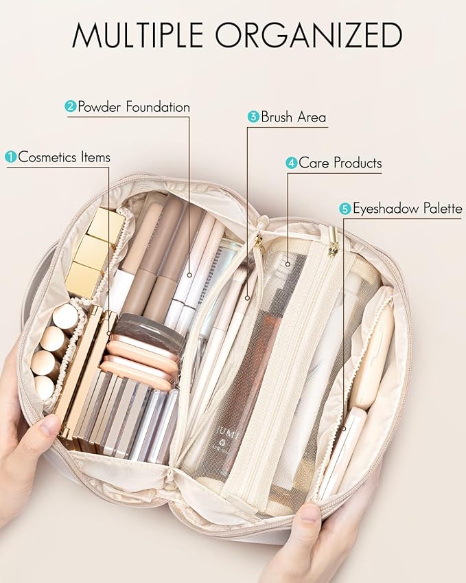 Vlando Bridesmaid Gift,Initial Makeup Bags for Women,Cosmetic Storage Bag with Zipper for Travel Essentials Birthday Wedding for Wife(Letter G)