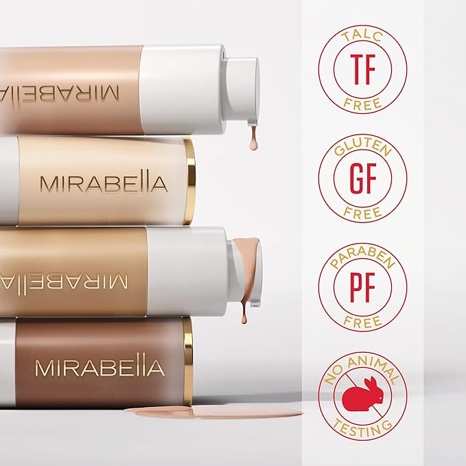 Mirabella Invincible For All HD Liquid Foundation - Anti-Aging Full Coverage Liquid Face Makeup - Moisturizing, Hydrating & Lightweight Foundation for All Skin Types (Medium M130)