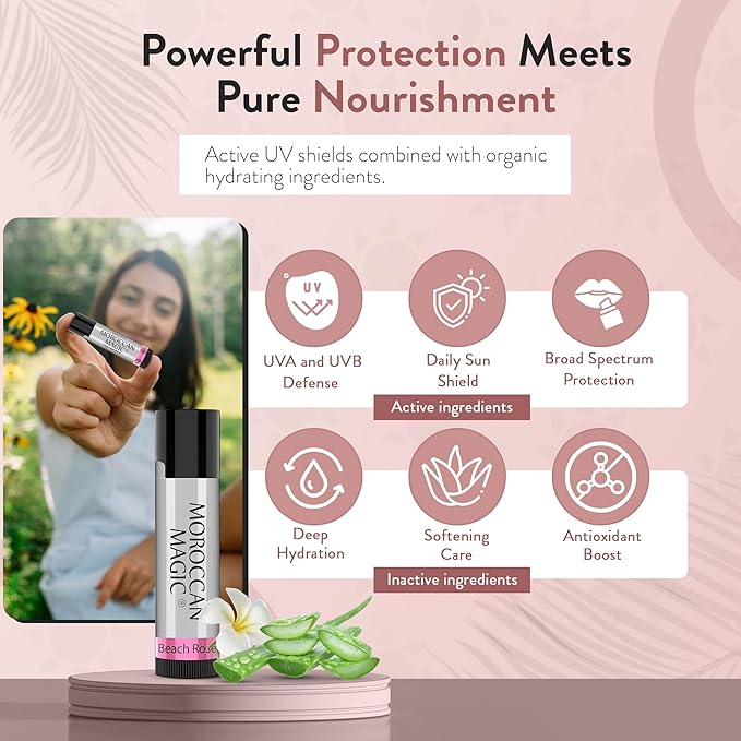 Moroccan Magic Organic Lip Balm & SPF15: 12 Piece Variety Pack Gift Set | Organic Argan and Essential Oils | Smooth | Natural | Non-Toxic | Cruelty Free | 12 Pack