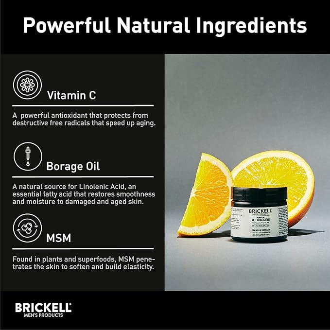 Brickell Men's Products Resurfacing Anti-Aging Face Cream For Men, Natural and Organic Face Moisturizer, Vitamin C Cream For Wrinkles, 2 Ounce, Unscented