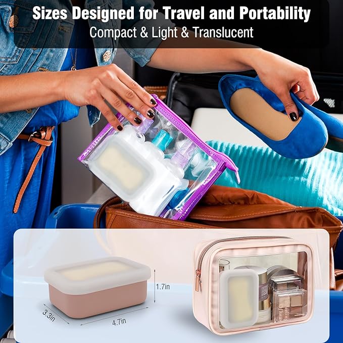 Compact Leakproof Travel Soap Case, Silicone Travel Soap Container, Portable Soap Box with Drainage Layer, Shatterproof Soap Holder for Bathroom, Gym (Pink)