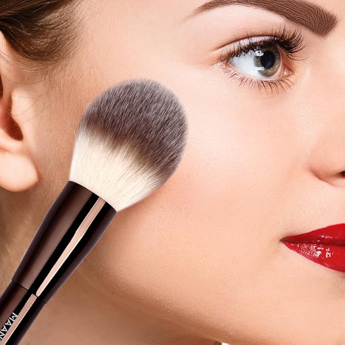 MAANGE 15 PCS Makeup Brushes Double-ended Makeup Brush Set Double Sided Angled/Round Top Brush Foundation Contour Blending Eyebrow Eyeshadow Concealer (Coffee)