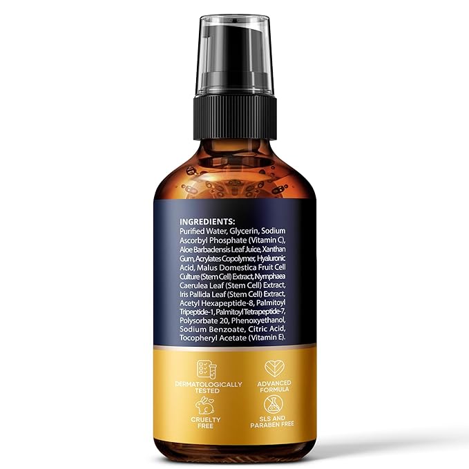 Vitamin C Serum for Face & Eyes (2Oz) with Hyaluronic Acid, Stem Cells, Vitamin E, Aloe Vera - Supports Skin Health & Even Tone