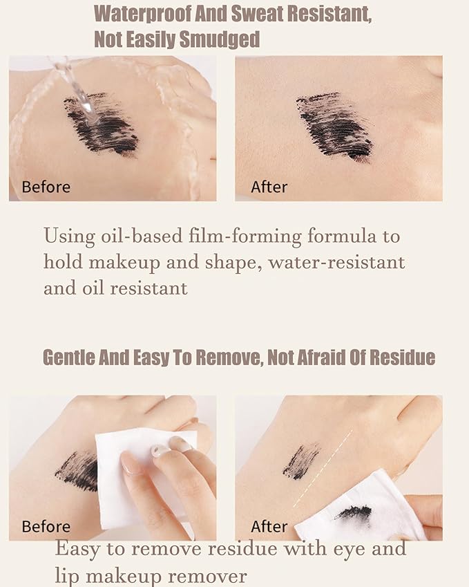 Mascara for Older Women 60 Plus,2 Pcs Black Waterproof Volumizing Prime Mascara for Mature Women Volume and Length Long Lasting with Thinning Lashes Hypoallergenic Eyelash Makeup for Sensitive Eyes-01