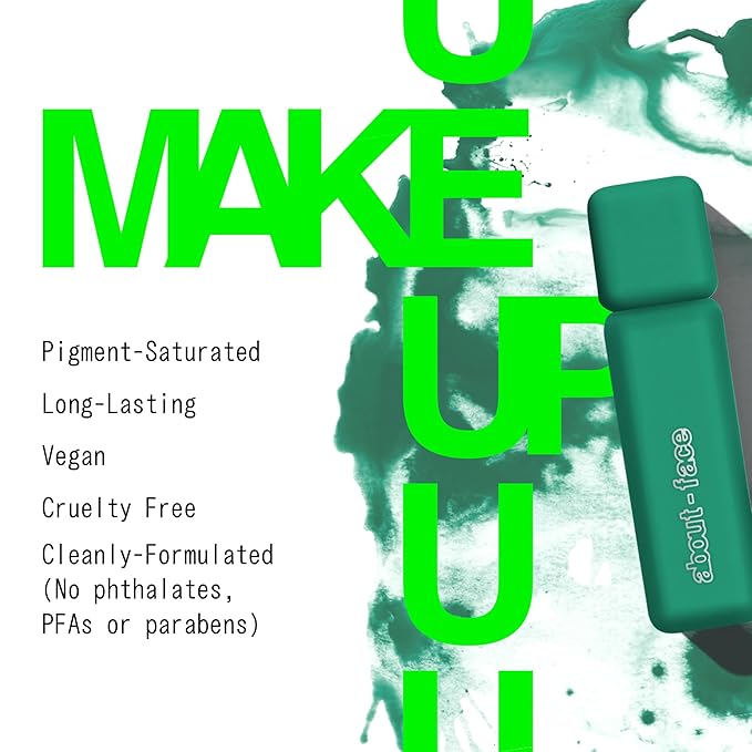 about-face Matte Fluid Eye Paint Crocodile Rock – High-Pigment Liquid Eyeshadow, Long-Lasting, No-Budge Matte Finish, Vegan & Cruelty-Free (Intense Teal)