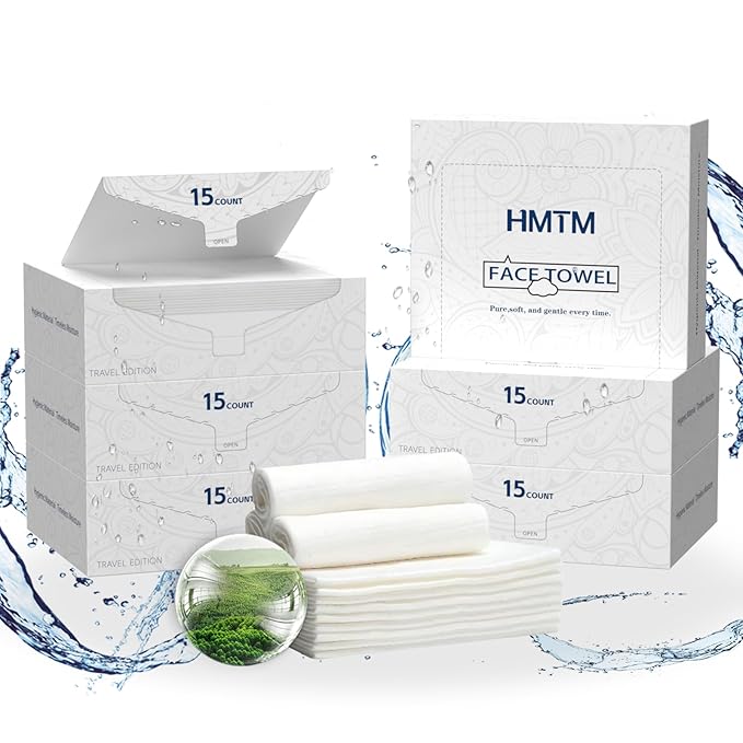 Face Towels, 10” x 12”, Thick Soft and Absorbent, Face Towelettes Disposable Biodegradable for Sensitive Skin, Makeup Remover, Travel, Cleansing, 90 Count（ 6 PACK ）