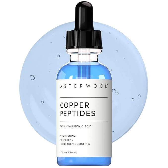 Asterwood Copper Peptides Serum for Face - with GHK-Cu and Hyaluronic Acid - Anti-Aging Facial Serum - 1 Fl Oz
