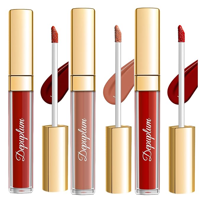 3Pc Matte Liquid Lipsticks for Women, Dark Red Lipstick Dusrty Nude Lisptick Red Lipstick, Cruelty Free Long Lasting Lip Makeup, DM18+DM05+DM10