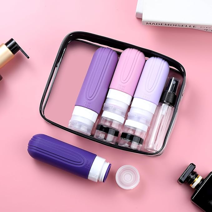 16 Pack Travel Bottles for Toiletries, TSA Approved Silicone Travel Containers jar for Toiletries, Leak Proof Refillable Liqus Shampoo And Conditioner Traveler Essentials toiletry Bottles