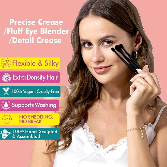 Bueart Design Eyeshadow Blending Brush Set with Soft Hair for Detail Crease,Precise Crease Blending, Fluffy Eye Blender Brush blends eyeshadow with ease M15